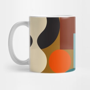 Modern Abstract Geometric Pattern Bauhaus Doodle Orange Gold Rust Style Mug